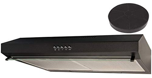 SIA VSR60BL 60cm Black Slim Visor Cooker Hood Kitchen Fan And Carbon Filter