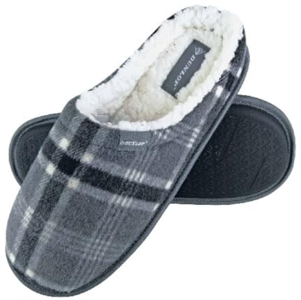 DUNLOP - Homme Confortables Eponge Hiver Chaudes Pantoufles Chaussons de Maison (43 EU, 7179 Grey)
