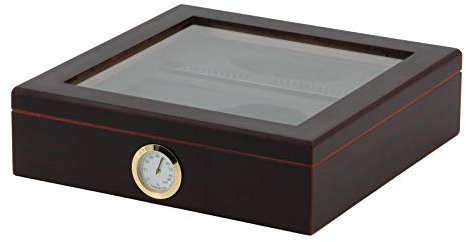 Humidor Set brown,glas lid incl. ashtray, metal cutter humidifier, hygrometer, 30 cig