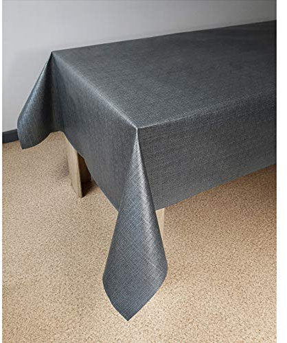 Wachstuchtischdecke 140x190 cm | Wachstischdecke mit wasserabweisender und lebensmittelecht PVC-Beschichtung | Outdoor-Tischdecken für Garten und Küche | Tischdecke wetterfest | Sharon Anthrazit