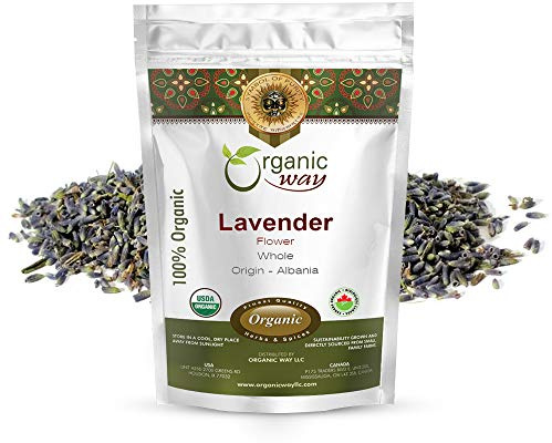 Organic Way Dried Lavender Flower Buds Whole (Lavandula) - European Wild-Harvest | USDA & Kosher Certified | Vegan, Non GMO & Gluten Free | Resealable Bag | Raw from Albania (1/4LBS / 4Oz.)