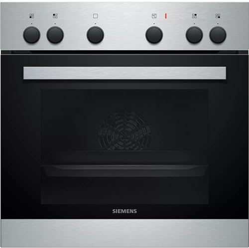 Siemens HE010FBR1 iQ100 Einbau-Elektro-Herd, Edelstahl, Schnellaufheizung, 3D Heißluft Plus, Einfache Reinigung mit granit Glanz-Emaille