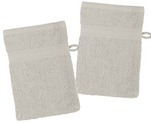 Stof - Set di 2 guanti da bagno - Dimensioni 15 x 21 cm - 100% cotone biologico - Colore lino - Modello Laguna - Biancheria da bagno - Morbido e di buona qualità - Certificato Oeko Tex