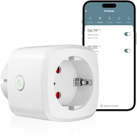 HBN Smart WLAN-Steckdose mit Verbrauchsmessung, Smart Home WiFi Steckdose mit APP Intelligente Schaltsteckdose, 10A, Kompatibel mit Alexa & Google Home, 1 Stück