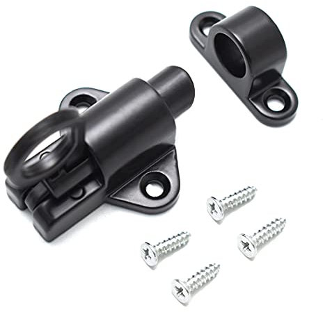 Bolzenriegel aus Aluminiumlegierung, automatisches Federfass-Schiebetürschloss mit Schrauben, für Tore, Fenster und Schränke etc. (schwarz)