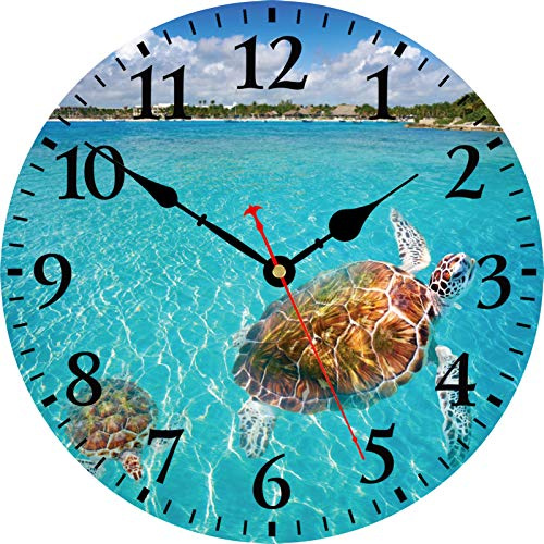 TAHEAT Horloge Murale sous-Marine - 34 cm - Silencieuse - sans tic-tac - Nautique - Fonctionne avec Piles - Facile à Lire - Horloge Murale pour Salon, Cuisine, Salle de Bain, Bureau