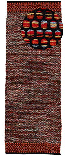 carpetfine Baumwollteppich Kelim Mia Läufer Orange 80x500 cm | Moderner Teppich für Wohn- und Schlafzimmer