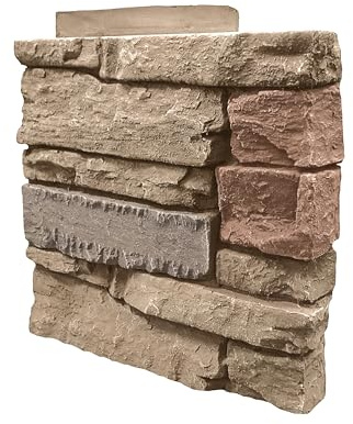 GenStone Faux Stacked Stone Right Corner Panel 12.5 x 11.25 in Desert Sunrise Color for Do It Yourself Friendly Home Improvement Projects