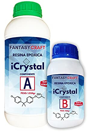 1,5 Kg I-CRYSTAL RESINA EPOXI Para Manualidades y arte, encapsulados, mejor calidad/precio, resina de curado mas rápido que las standards (1500gr)
