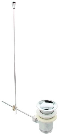 tecuro Excenter Ablaufgarnitur, Ablaufventil mit Zugstange für Waschtische Waschbecken mit Überlauf, chrom-sandgestrahlt, 1 1/4 Zoll - 120031