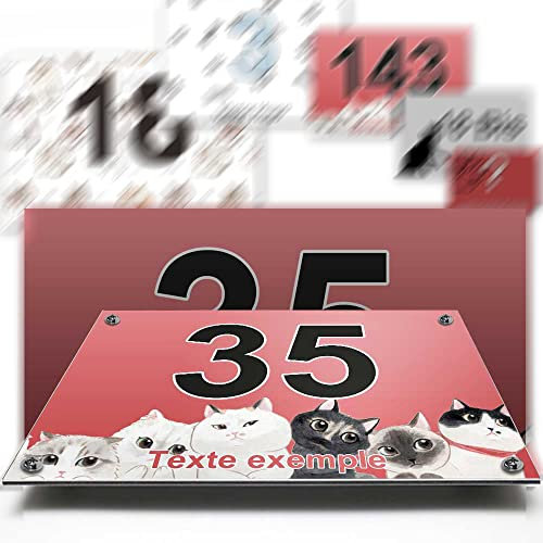 Aluminium / Polyethylene House Number Plaque Sign Decorative House Garage Door Letterbox Cat Collection 2 Lines