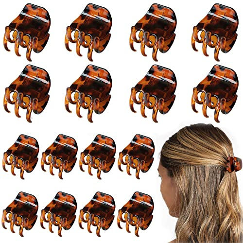 16 Piezas Clips de Pelo, VEGCOO Pinzas Pelo de Plástico Antideslizantes, Pinzas de Tamaño Medio para Mujeres Niñas