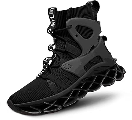 Hello MrLin Chaussures de Course antidérapantes pour Homme, athlétique, Tennis, Marche, Hip-hop, Noir/Blanc, 41 EU