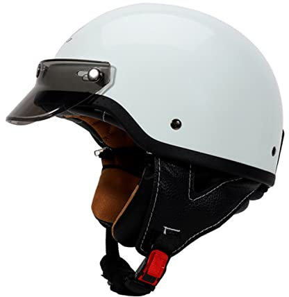LPXPLP Halbhelm, Halbschalenhelm Motorradhelm mit ECE Genehmigt Brain-Cap, Retro für Erwachsene Herren Damen D,L