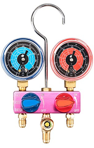 Mini jauge de collecteur G1/4 pour R22 R32 R410A, jauge de collecteur de Diagnostic de climatisation, pour l'entretien de la climatisation Automobile du système AC de Voiture