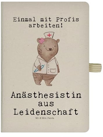 Mr. & Mrs. Panda DIN A5 Baumwoll Notizbuch Anästhesistin Leidenschaft - Geschenk, nach der OP, Krankenhaus, vor der OP, Adressbuch, Studium,