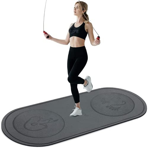 Hopprepsmatta 180 x 80 cm – större halkfri träningsmatta för inomhus- och utomhusbruk. Perfekt som Crossrope-hopprepsträningsmatta med högdensitetsdämpning för att absorbera stötar. Idealisk för
