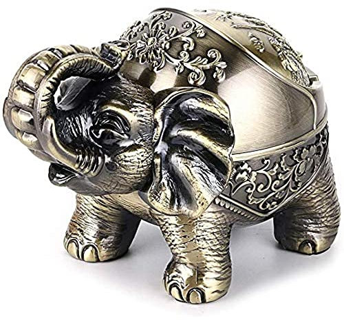 Portacenere con elefante in metallo vintage antivento con coperchio per interni ed esterni