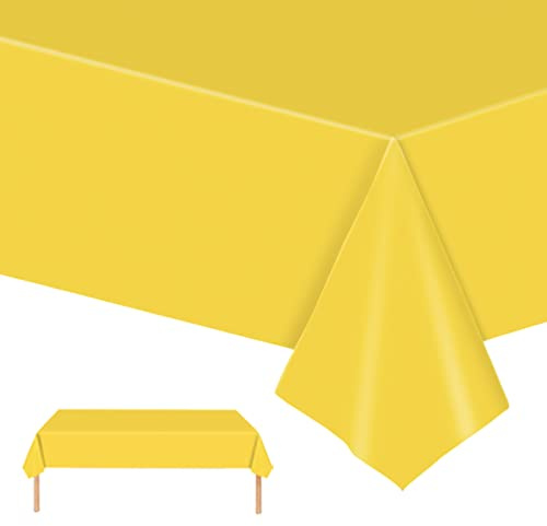 Gelbe Tischdecken 137x274cm Kunststoff Rechteck Tischdecken,wasserdichte Kunststoff-Tischdecken für Tische im Indoor und Outdoor Partys,Geburtstage, Hochzeiten,Haushalt Partyzubehör