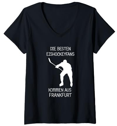 Eishockey Fans Frankfurt T-Shirt mit V-Ausschnitt