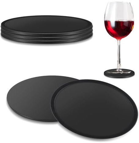 sottobicchieri in silicone nero, protezione mobili, tappetini per tazze di caffè, birra, vino, uso domestico e bar, set di sottobicchieri,prevenzione di graffi e segni d'acqua,set di 3 sottobicchieri.