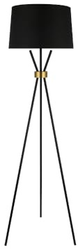 Home Deluxe - Stehlampe LUNA - Schwarz/Gold, Blendfreies Licht, 54,5 x 165 cm, Metall/Rattan I Stehleuchten Bodenlampen Standlampe