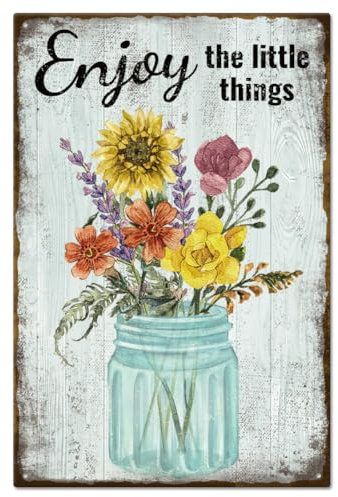 GLOBLELAND Vintage Flower and Funny Word Metal Tin Sign For Garage Man Personalized Signs 8×12inch Garden Cave Signs Art Plaque Poster Wall Decor for Home Kitchen Bar Club