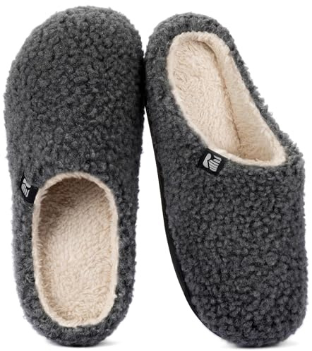 RockDove Women's Plush Retreat Sherpa Fleece House Slipper, 11-12,Dark Grey