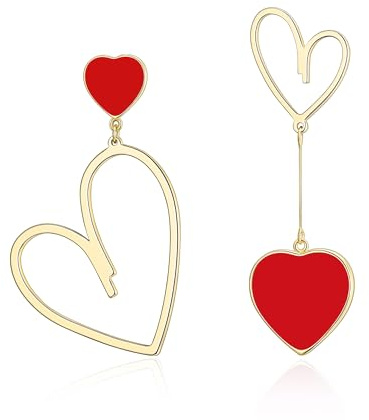 EVER FAITH Asymmetrische Ohrringe Herz Tropfen mismatched earrings