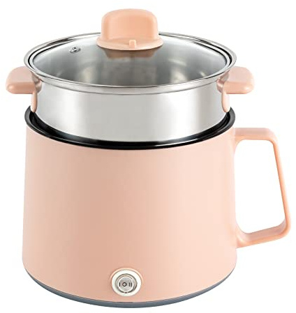 GMSLuu Mini cuiseur électrique 1,7 l - Portable - Antiadhésif - cuiseur vapeur - Multicuiseur électrique double contrôle de la puissance - les steaks, les pâtes, les ramen, le dortoir - Rose KLHD-976
