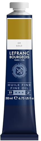 Lefranc Bourgeois 301858 fin oljefärg av hög kvalitet, ljusäkta och enhetlig konsistens, 200 ml rör, idealisk för canvas- och färgbrädor, guldton