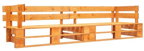 Mengtu Garten Palettensofa 2-Sitzer Sofa Lounge Sitzgruppe Loungesofa Gartensofa Holzsofa Gartenmöbel Palettenmöbel Honigbraun Holz Garten Möbel