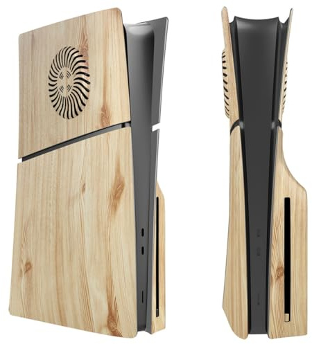 Placa frontal delgada para consola PS5, cubierta protectora de repuesto para accesorios delgados de PS5 (versión de disco de color de grano de madera)
