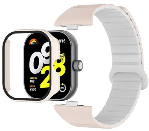 Bigqin Correa Compatible con Xiaomi Redmi Watch 5 4, Imán Pulsera de Reemplazo Reloj Banda Silicona con Pantalla Protector Funda Compatible con Redmi Watch 5 4, 6.1-7.48