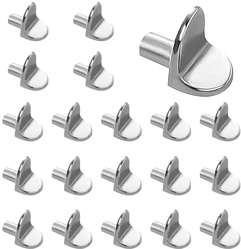 Aczyqws 20 Pcs Cupboard Shelf Brackets, Metal Shelf Support Pegs for 5mm Hole, Shelf Brackets for Cupboard Cabinet Furniture Kitchen Wardrobe Shelves, Style 4, Fits 5mm Hole