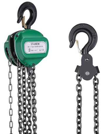 Kettenzug mit 2000 kg Tragfähigkeit STANEW Handkettenzug mit stabilem Haken, 5M Hubhöhe, Robuste G80-Stahlkette für leichtes Heben, Flaschenzug, Grün
