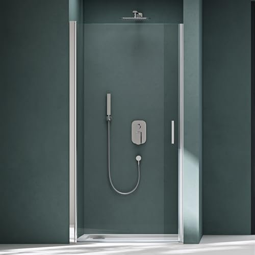 Mai & Mai Duschtür Nischentür Dusche Duschabtrennung Duschkabine Schwingtür 180° ESG-Sicherheitsglas mit Hebe- und Senkmechanismus 85x195cm Klarglas Teramo24K