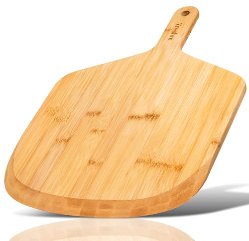 Yroshm 12 Inch Bamboo Pizza Peel Premium Wooden Pizza Board Paddle with Handle for Baking, Serving & Cutting– Use for Pizza, Bread, Pastries, Dough, Easy Grip
