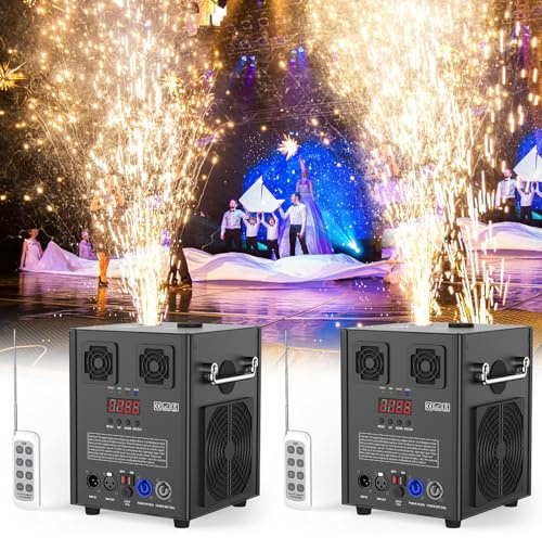 2 pièces 700W Machines à Effets Pyrotechniques, Spark Machine Fontaines étincelle Froide de Scène avec Télécommande pour Party Halloween Noël Mariage Concert