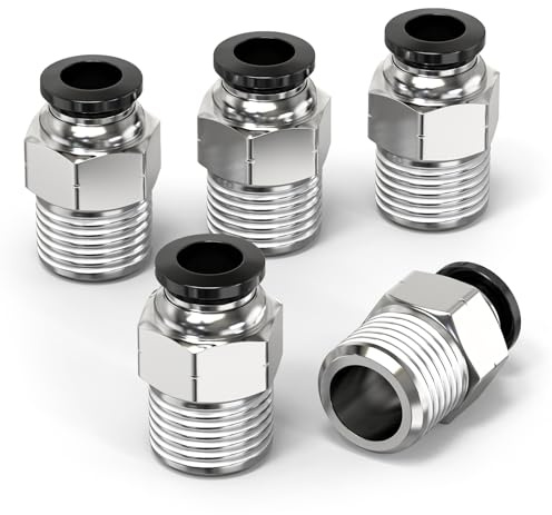 ERGAOBOY 5 piezas macho recto 12MM tubo OD x 1/2 BSP rosca empujar para conectar accesorios, aire empujar conectar accesorios de manguera neumática de herramientas
