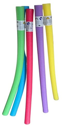 Schwimmnudel Set, 150 cm x 6,5 cm, 5 Farben, für Wassersport und Aqua-Fitness Schwimmhilfe Pollnudel (6er Bundle Set)