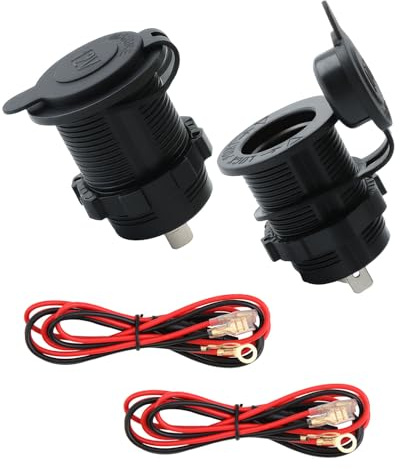 2Pcs Enchufe Coche Mechero para Encendedor de Cigarrillos 12 V/24 V, Zócalo del Encendedor Cable de Extensión Mechero Adaptador para Barcos Motocicletas con Cable de Conexión de 100cm 12 V/24 V CC