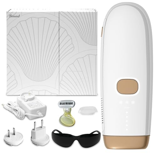 Smad Epilatore Luce Pulsata, Epilatore IPL per Donne e Uomini, Depilazione Laser a Raffreddamento Zaffiro, con Occhiali di Protezione, Rasoio e Adattatori