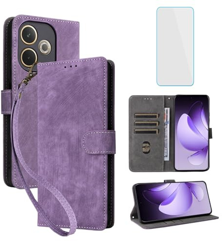 RFID Wallet Phone Case for OPPO A5 Pro 5G Purple | with Screen Protector,Leather Flip Cover,Card Slot,Kickstand,Women Men Mobile Phone Case for OPPO A 5 Pro CPH2711 A5Pro 5G