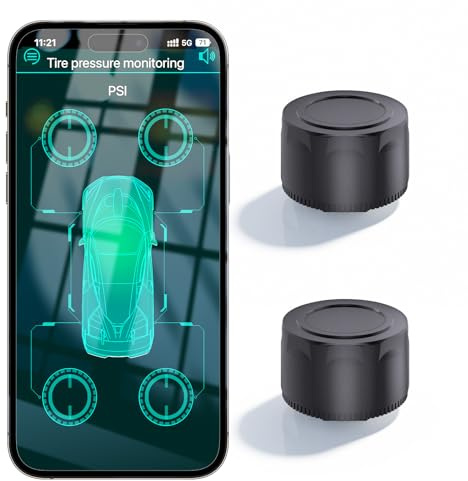 OBEST Sistema de Control de Presión de Neumáticos, Aplicación TPMS para Moto con 2 Sensores, Monitor Inalámbrico de Presión y Temperatura de los Neumáticos con Alarma, Compatible con iOS y Android