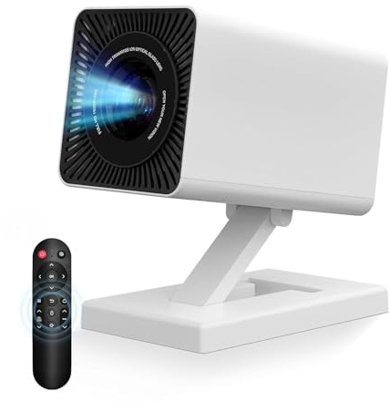 Mini Beamer mit WLAN 6 und Bluetooth, 4K- und 1080p-Unterstützung, Mini Projektor mit automatischer Trapezkorrektur, Tragbarer Filmprojektor für Laptop und Smartphone