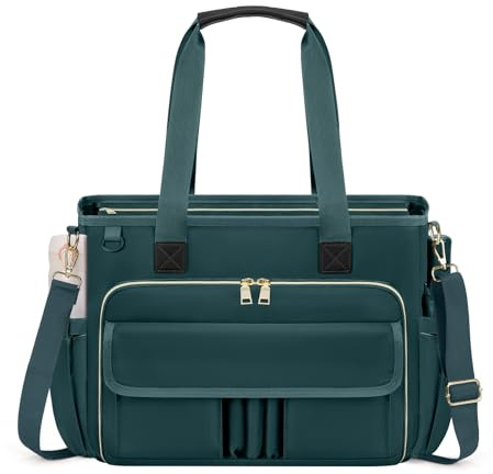 RAINSMORE Lehrertasche Damen Groß 15.6 Zoll Laptoptasche Arbeitstasche mit Isolierter Tasche für Krankenschwester, Uni Tasche für Schule Büro Business Schwarz