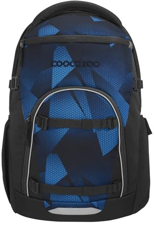Coocazoo BYTE Schulrucksack „Electric Ice”, schwarz-blau, ergonomischer & anpassbarer Tornister, höhen- & größenverstellbar, mit Brustgurt & Hüftgurt, ab der 3. Klasse