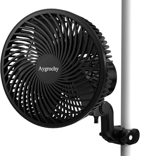 Aygrochy Ventilatore per coltivazione da 9 W con clip, motore EC con 10 velocità, grado di protezione IP-44, ventola a clip per tenda, ventola silenziosa per ricircolo e raffreddamento in interni