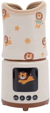 Asixxsix White Noise Flaschenwärmer, Multifunktionaler Intelligenter Milchwärmer mit Konstanter Temperatur und Timer für Muttermilch und Babyflaschen, Tragbares Design für den Außenbereich (Löwin)